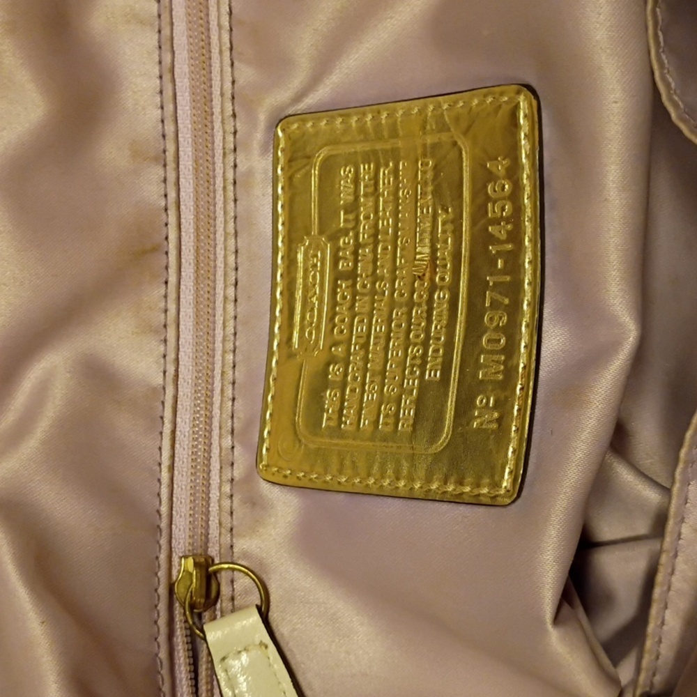 Coach Poppy White Leather Bag Tote 1456 Double Straps Gold Poppy Logo - Picture 14 of 17